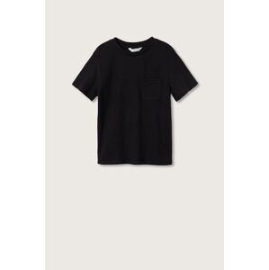 Bavlněné tričko Mango Kids Basic2 černá barva, hladký