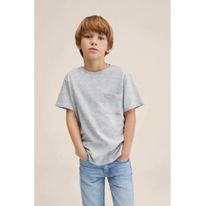 Bavlněné tričko Mango Kids Basic2 šedá barva, hladký