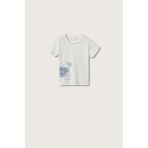 Dětské bavlněné tričko Mango Kids Water bílá barva, s potiskem