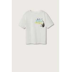 Dětské bavlněné tričko Mango Kids Bali bílá barva, s potiskem