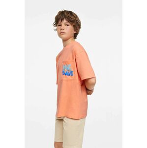 Dětské bavlněné tričko Mango Kids Bali oranžová barva, s potiskem