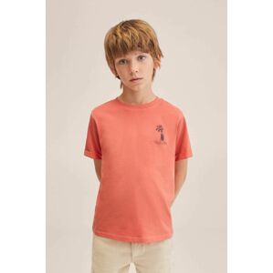 Dětské bavlněné tričko Mango Kids Vibes červená barva, s potiskem