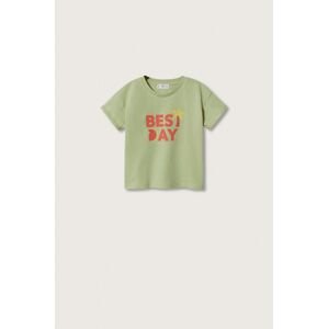Dětské bavlněné tričko Mango Kids Vacay zelená barva