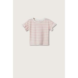 Dětské bavlněné tričko Mango Kids Menorca růžová barva