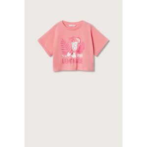 Dětské bavlněné tričko Mango Kids Lemonade růžová barva