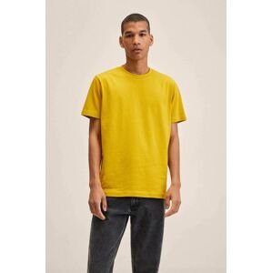 Bavlněné tričko Mango Man Cherlo žlutá barva